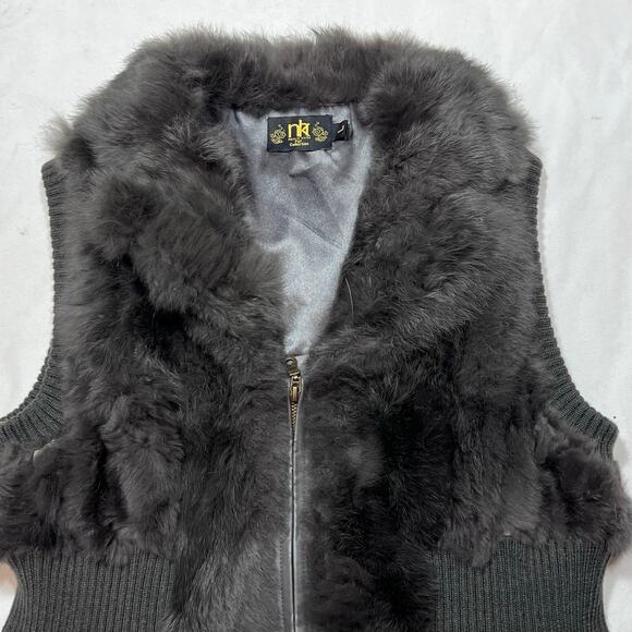 Metric Knits Genuine Rabbit Fur Vest Women Large Gray Full Zip Lined Used - Picture 3 of 9
